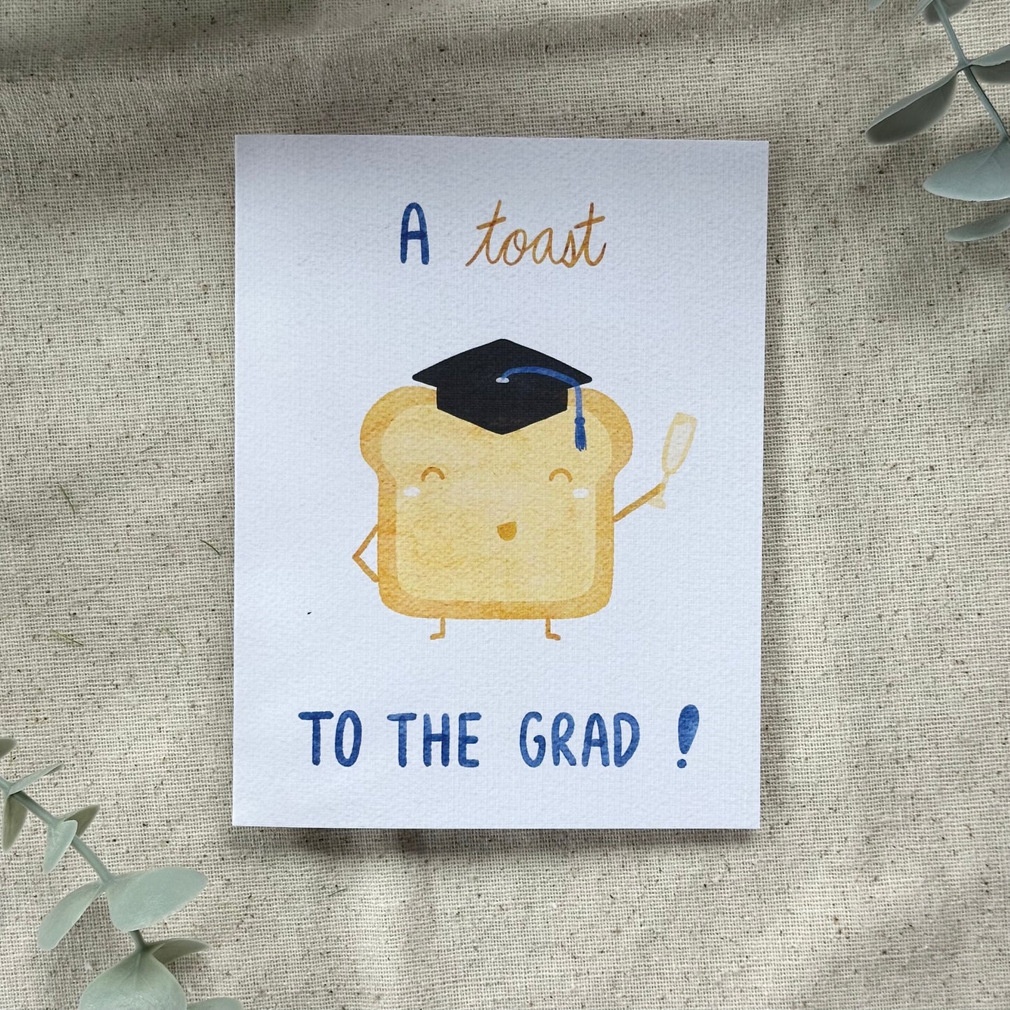 "A Toast to the Grad" Card (White Background)