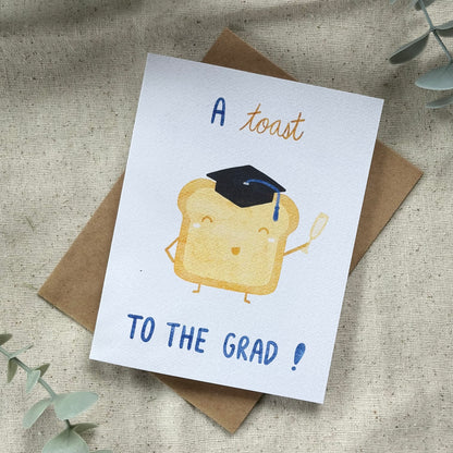 "A Toast to the Grad" Card (White Background)