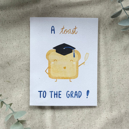 "A Toast to the Grad" Card (White Background)
