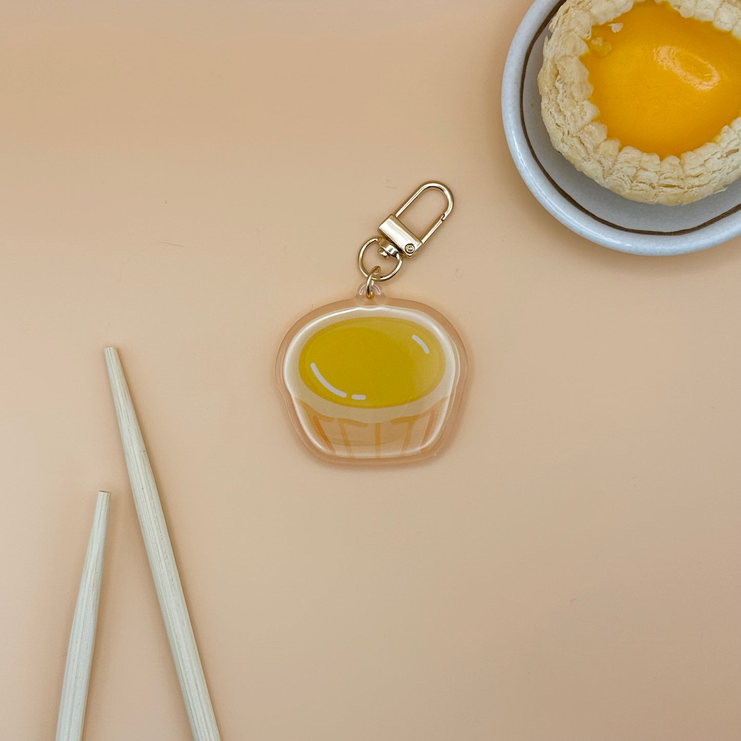 Egg Tart Dim Sum Keychain